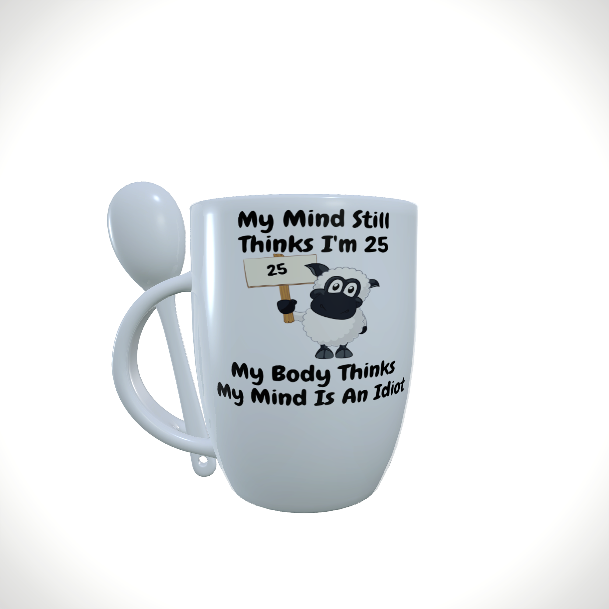 Sheep Mug and Spoon Set, Funny Sheep Mug, Hot Chocolate Mug